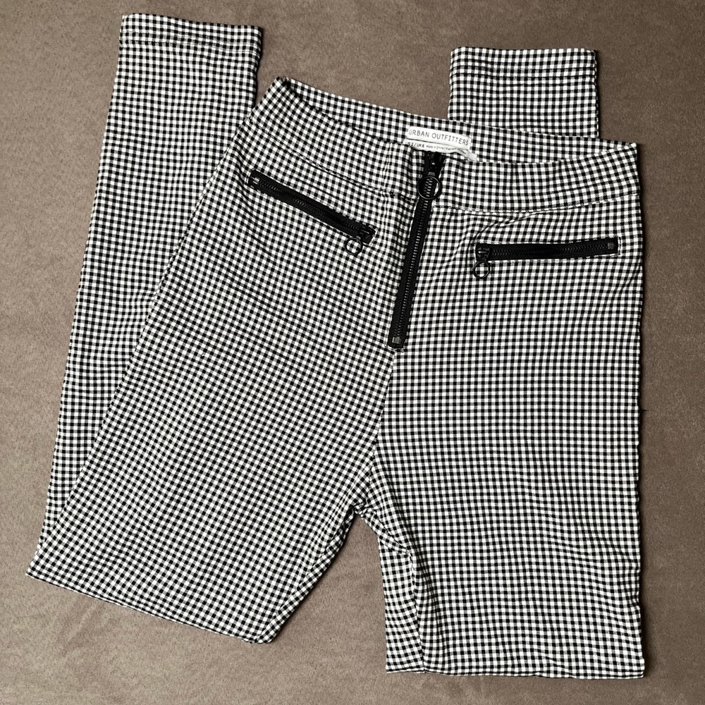 Urban Outfitter - Checkered Plaid Black and White High Waisted Zippered Pant